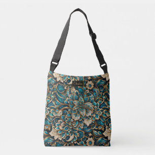 Floral Peacock Blue Mandala Crossbody Bag