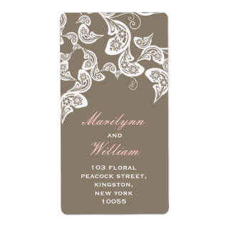 Floral Peacock Boho Chic Wedding Address Labels