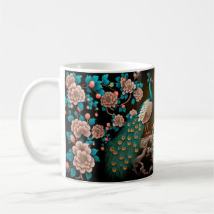 Floral peacock  coffee mug