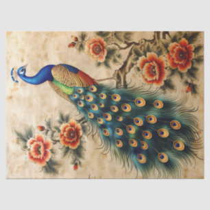 Floral Peacock Decoupage Tissue Paper