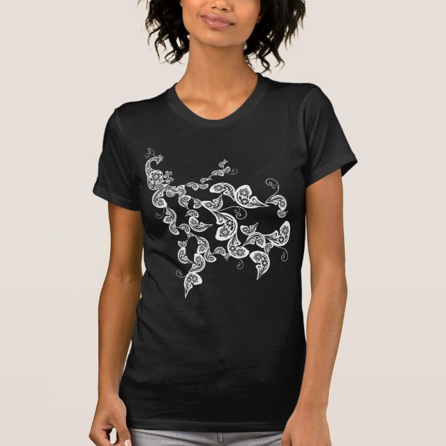 Floral Peacock Pattern Custom T-shirt (Front)