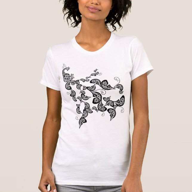 Floral Peacock Pattern Custom T-shirt (Front)