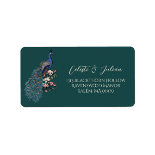 Floral Peacock Teal Return Address Label