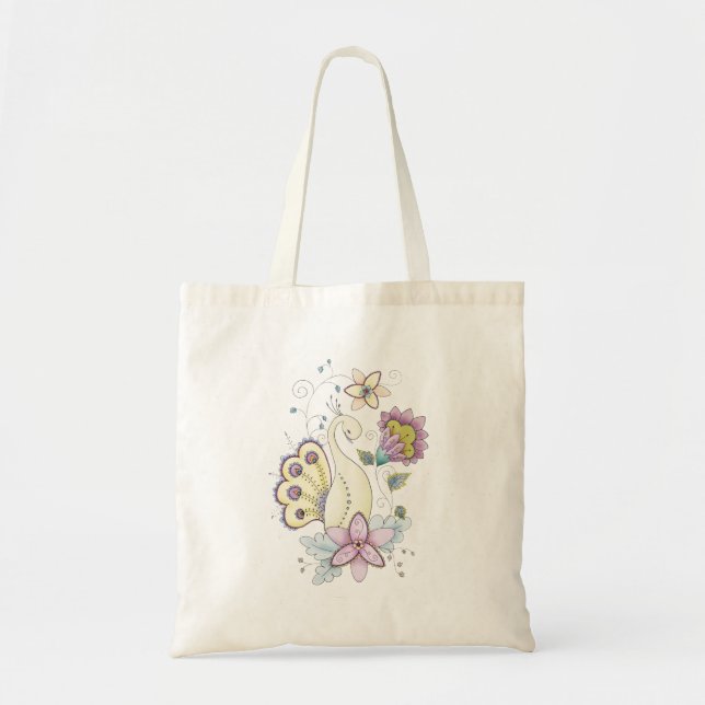 Floral Peacock Tote Bag (Front)