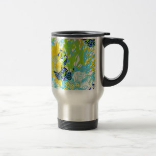 floral peacock travel mug