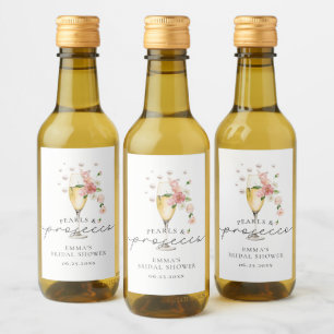 Floral Pearls & Prosecco Bridal Shower Favour Wine Label