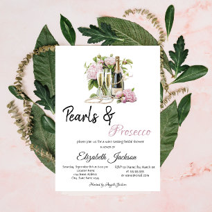 Floral Pearls Prosecco Bridal Shower Invitation