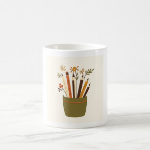 Floral Pencil Pot Aesthetic Mug
