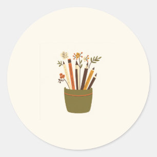Floral Pencil Pot Sticker