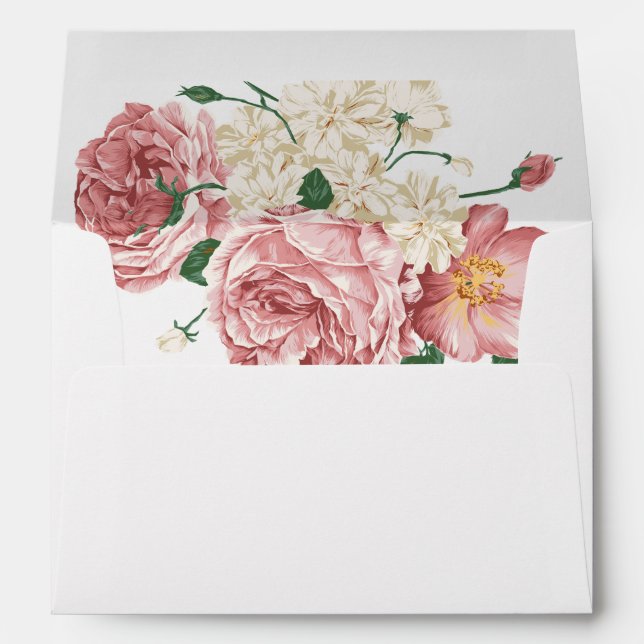 Floral Peonies and Roses 5x7 Invitation Envelope (Back (Bottom))