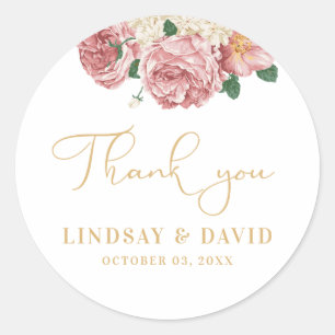Floral Peonies and Roses Classic Round Sticker
