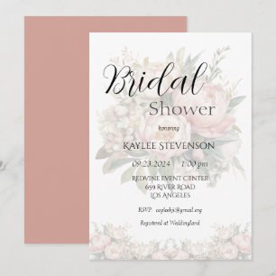 Floral Peonies Pink Bridal Shower Invitation