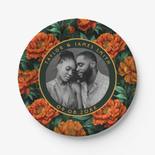 Floral Peonies Plates For Engagement Party