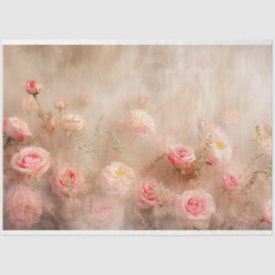 Floral Peonies Roses Paste Pink Decoupage  Tissue Paper