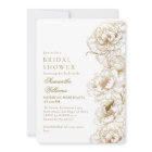 Floral Peonies White Golden Elegant Bridal Shower