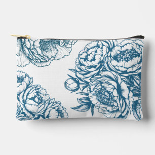 Floral Peony Blue Accessory Pouch