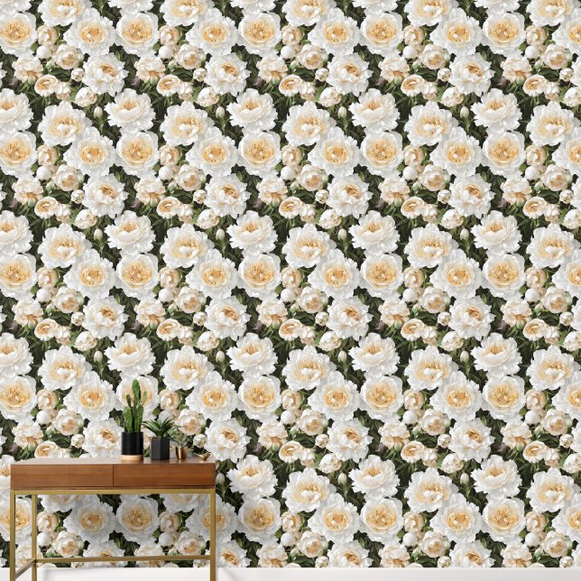 Floral peony seamless country garden pattern chic wallpaper (Hallway)