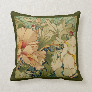Floral Peony Vintage Victorian Pillow Throw