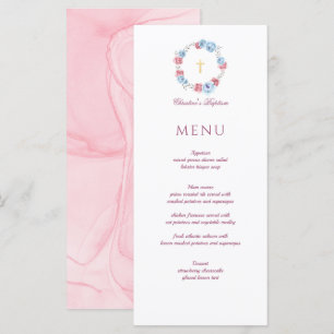 Floral Peony Wreath Baptism Christening Menu