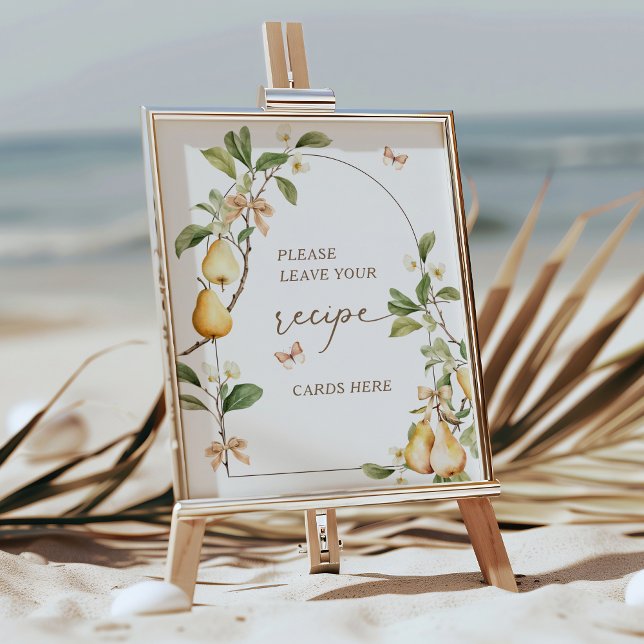 Floral Perfect Pair Pear Bridal Shower Recipe Poster (Creator Uploaded)