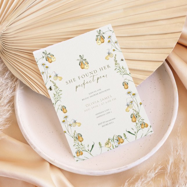 Floral perfect pear bridal shower invitation (Creator Uploaded)