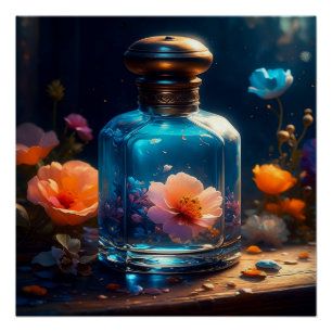 Floral Perfume Bottle Poster