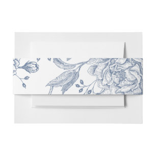 Floral Periwinkle Blue Elegant Garden Wedding Invitation Belly Band