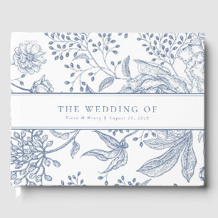 Floral Periwinkle Blue Elegant Wedding Guest Book