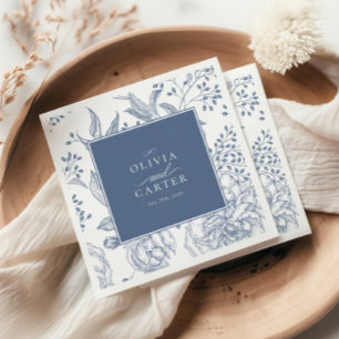Floral Periwinkle Elegant Blue Wedding Napkin
