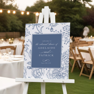 Floral Periwinkle Elegant Rehearsal Dinner Sign