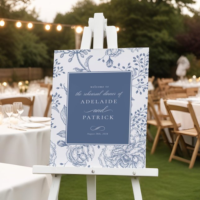 Floral Periwinkle Elegant Rehearsal Dinner Sign (Creator Uploaded)