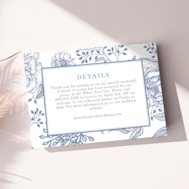 Floral Periwinkle Elegant Wedding Details Card (Creator Uploaded)