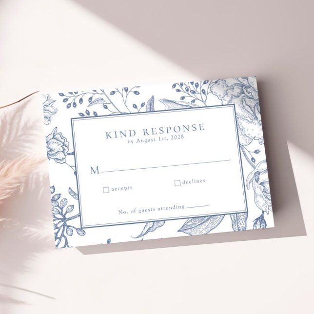 Floral Periwinkle Elegant Wedding RSVP Card (Creator Uploaded)