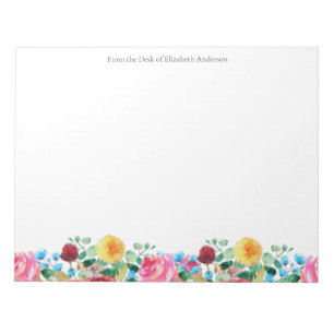 Floral Personal Business Pink Red Blue Yellow Notepad