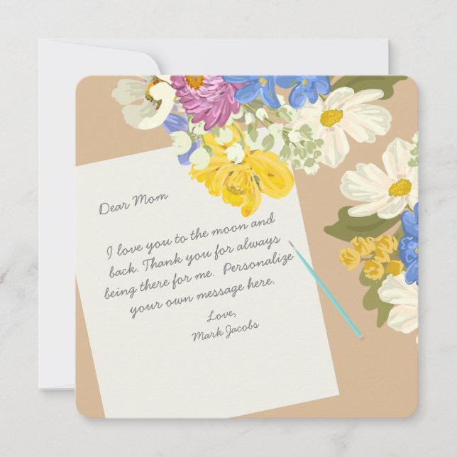 Floral Personal Love Note To Mother  Card (Front)