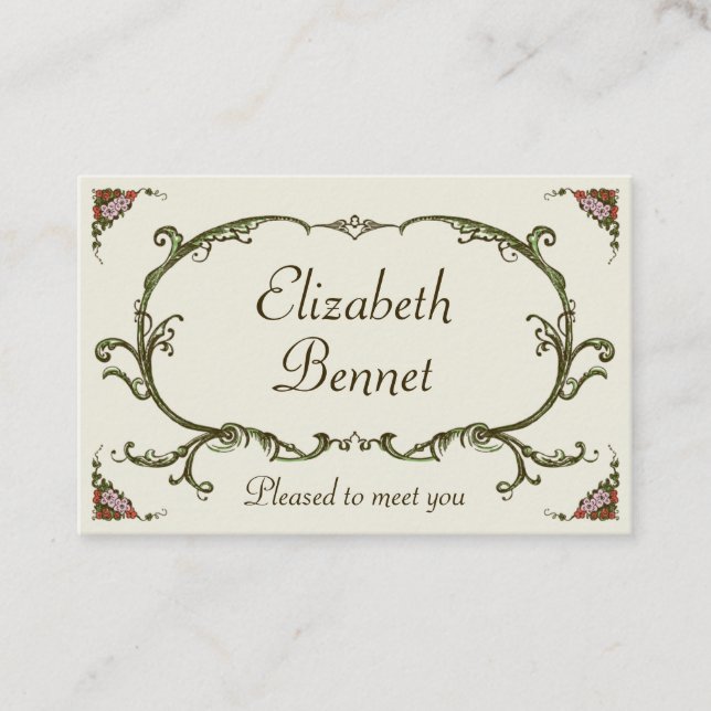 Floral Personal Vintage Victorian Business Card (Front)