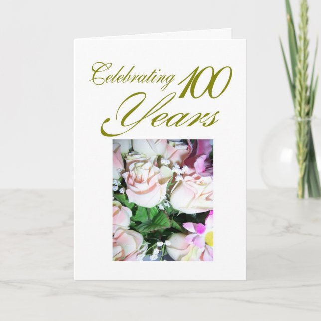 Floral Personalised 100th Birthday Card (Front)