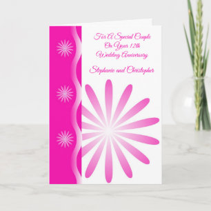 Floral Personalised 12th Wedding Anniversary Card