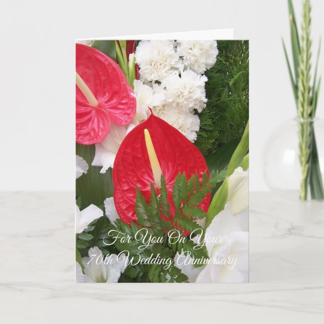 Floral Personalised 70th Wedding Anniversary Card (Front)