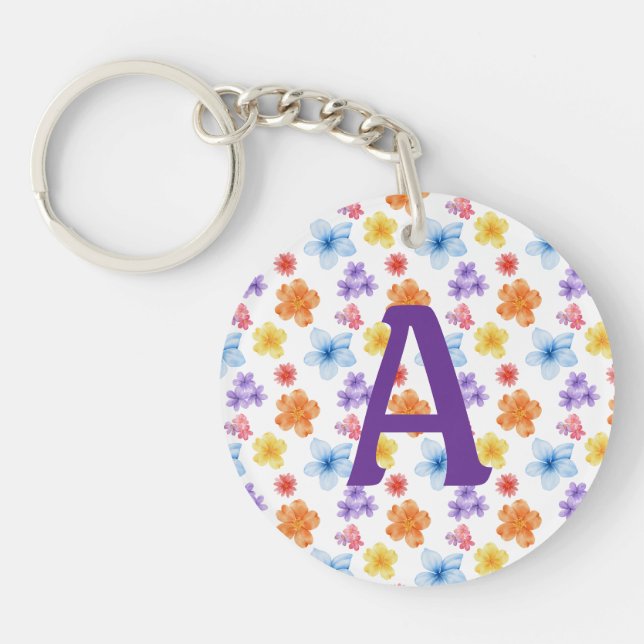 Floral Personalised Acrylic Keychain (Front)
