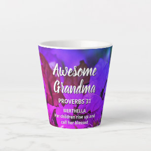 Floral Personalised AWESOME GRANDMA Proverbs 31  Latte Mug