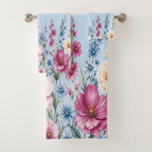 Floral Personalised Bath Towel Set (Insitu)