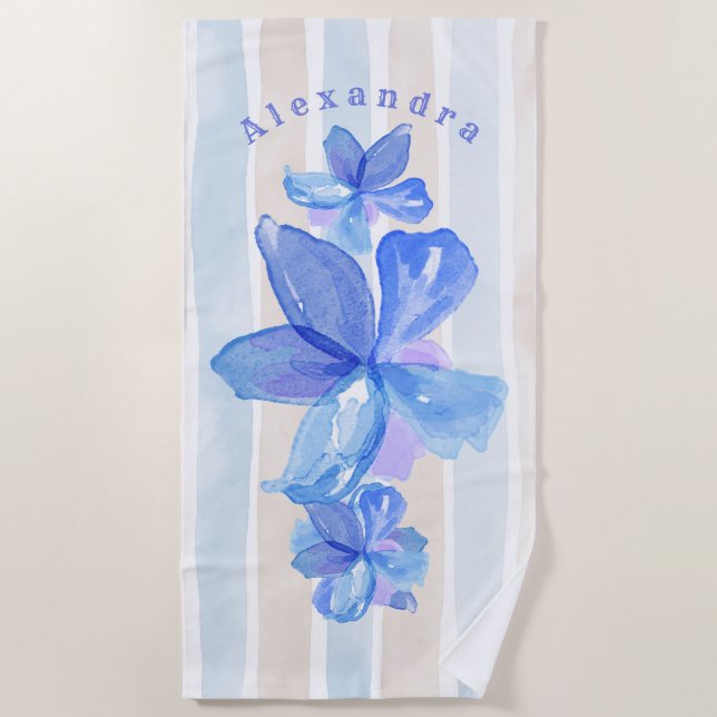Floral Personalised Beach Towel (Front)