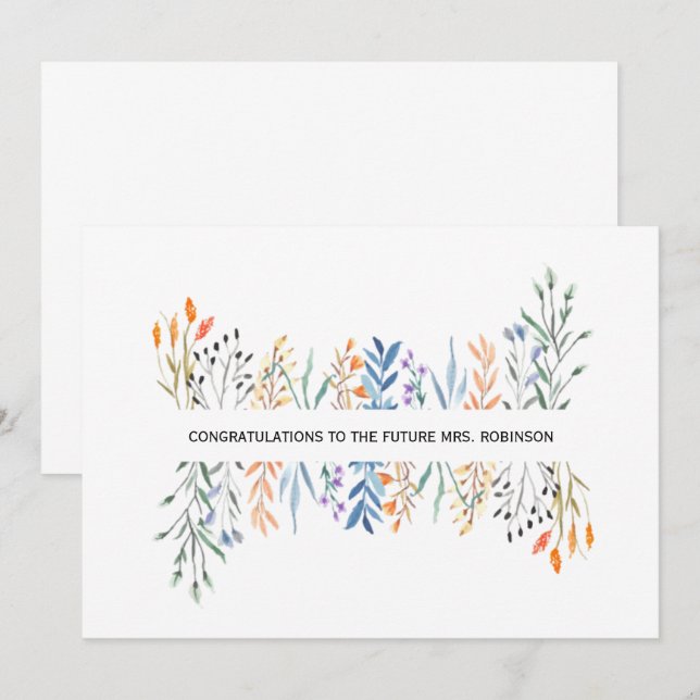 Floral Personalised Bridal Shower Card (Front/Back)