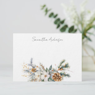 Floral Personalised Christmas Flat Note Card