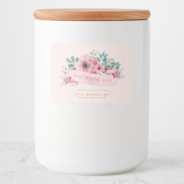 Floral Personalised Food/Jar Label for Mum (Front)