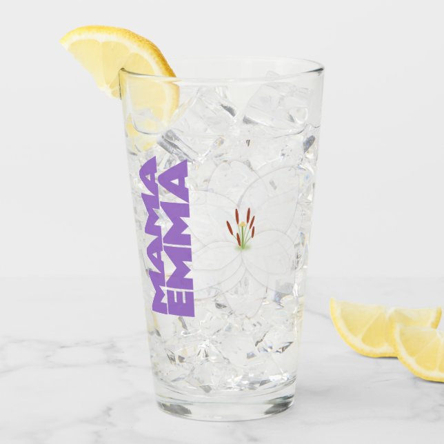 Floral Personalised Glass Cup with Lily Design (Front Ice)