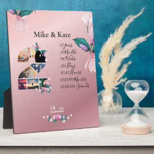 Floral Personalised Happy Anniversary With collage Plaque