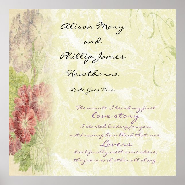 Floral Personalised Love Story Poster (Front)