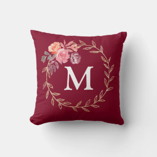 Floral Personalised Monogram Cushion